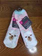 Ladies' Cozy Critter Socks Pink Llama Size 4-11, 2 Pair
