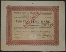 Feldmühle, Paper- und Celloffwerke Aktiengesellschaft 1923 5000 marek