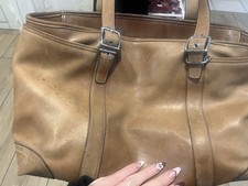 Vintage Coach Brown Leather 6460 Purse Diaper Bag Zip Top Double Buckle Straps