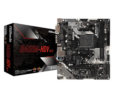 ASRock B450M-HDV R4.0 Sockel AM4, AMD (90MXB9N0A0UAYZ) Mainboard Motherboard