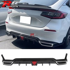 Fit 22-26 Civic Sport LX EX-L Rear Diffuser W/ Corner Spat PP Carbon Fiber Print