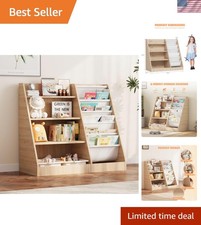 Libreria in legno per bambini a 4 livelli, libreria per bambini a cinque strati, deposito bambini...
