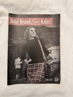 VTG 40 s Bear Brand Sweater Knitting Pattern Vol 335 Vintage Campus Knits