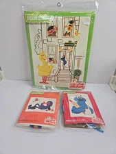 Set of 4 Sesame Street Grover Cookie Monster Creative Stitchery Crewel Kits