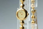 Vintage 1987 [Exc+5] SEIKO 1E20-0070 Gold Dial Quartz bracelet Woman's Watch