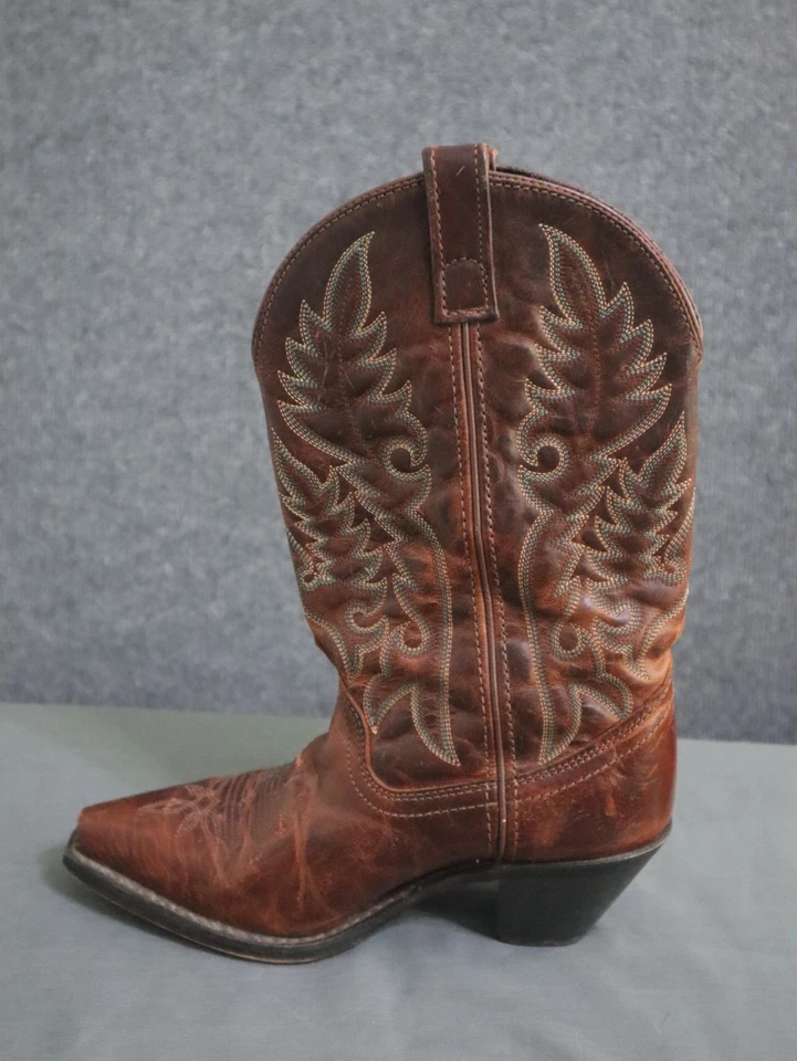 Laredo Madison Cowboy Boots Women 7M Brown Leather Country Western Rodeo Cowgirl - Image 4 of 4