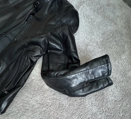 Andrew Marc Black Lambskin Leather Moto Jacket – Men’s Medium image 5