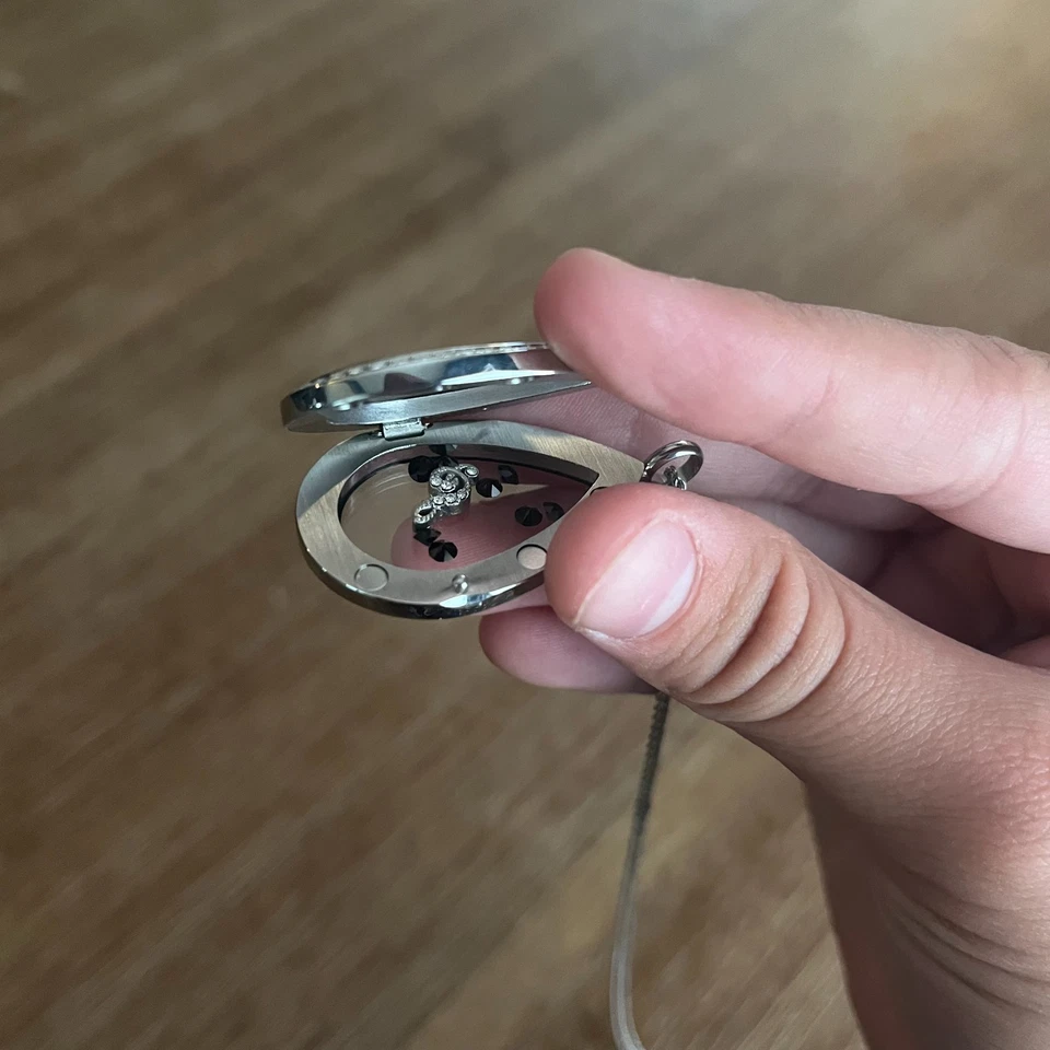 Origami 猫头鹰漂浮小饰品记忆吊坠项链音乐音符水钻 + 链条 — 第 3/3 张图片