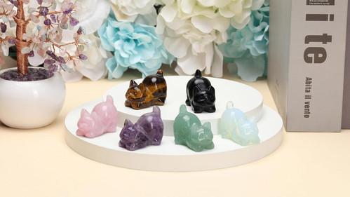 PESOENTH Amethyst Crystal Cat Gifts for Women Lovers,Amethyst - Picture 6 of 7