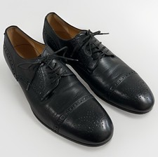 Gucci Brogue Perforated Black Leather Lace-Up Cap Toe Shoes Size 9