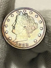 1883 Liberty/"V" Nickel NO "Cents"  Nice BRILLIANT UNCIRCULATED  5c Toned