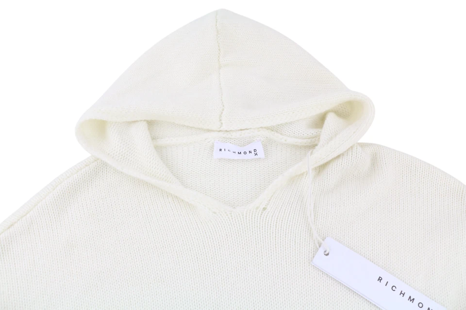 Richmond X Hombre Jersey M Blanco Azúcar Lana Sudadera Delantero Bolsa Bolsillo - Imagen 4 de 4