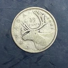 1941 Canada King George VI "MOOSE / Caribou" SILVER Quarter Coin 80% AG: 20% CU