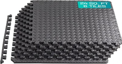 Interlocking Foam Floor Tiles 24 sqft Home Gym Waterproof Anti-slip