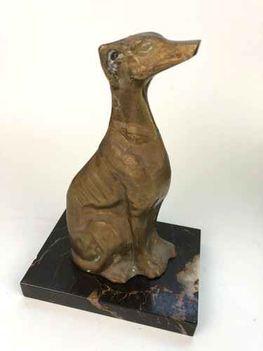 Vintage Brass Greyhound Whippet Dog Figure 6.5"
