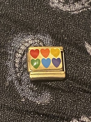 New Gold Rainbow 6 Six Heart Fits All 9mm Classic Italian Bracelet