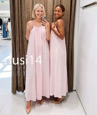 ZARA NEW WOMAN VOLUMINOUS GAUZE MIDI DRESS BUBBLE GUM XS-XXL 7521/304/636