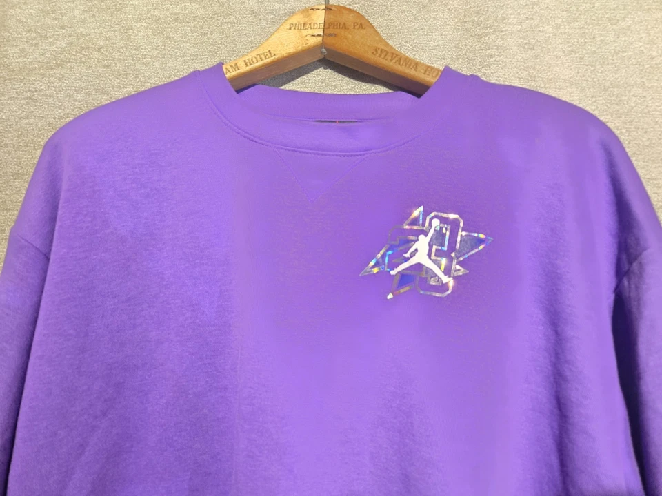 Girls Jordan Take Flight Snap Crew Neck Purple Sweater Size XL  - Image 3 of 4