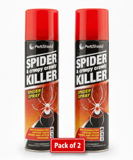 2x PETSHIELD SPIDER KILLER SPRAY CREEPY CRWALY INSECT PEST CONTROL REPEL 200ML
