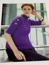 Cabled Yoke Pullover Womens Size Knitting Pattern Magazine Pages