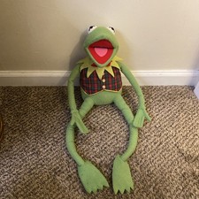 Vintage Jim Henson Muppets 24" Kermit The Frog With Plaid Vest Bowtie