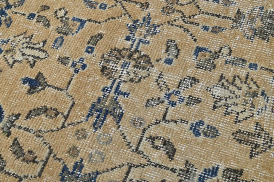 Alfombra de corredor turca vintage 2x9 pies lana anatolia hecha a mano pasillo Oushak BEIGE Foto 4 de 4