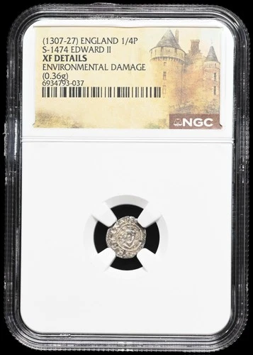ENGLAND. Edward II, 1307-1327. Silver Farthing, London, S-1474, NGC XF Details
