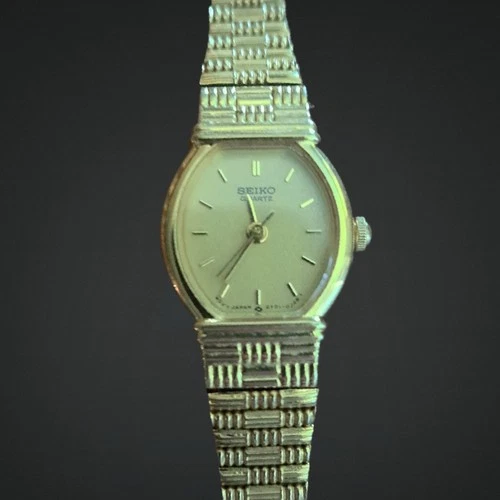 Vintage Seiko Watch Women Gold Tone Oval 2Y01-5C19