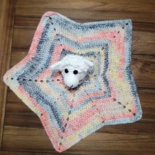 Handmade Crochet Sheep Infant Security Blanket / Lovey