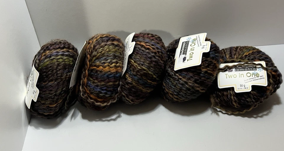Schachenmayr TWO IN ONE Yarn #11 Acrylic/Wool/Polyester blend 50gr ea. Set of 5 - Image 2 of 4