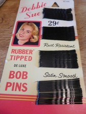 Debbie Sue Rubber tipped bobby pins still on original card