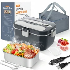 Electric Lunch Box Food Warmer, 100W Stainless Steel Electric Heating Lunch Box