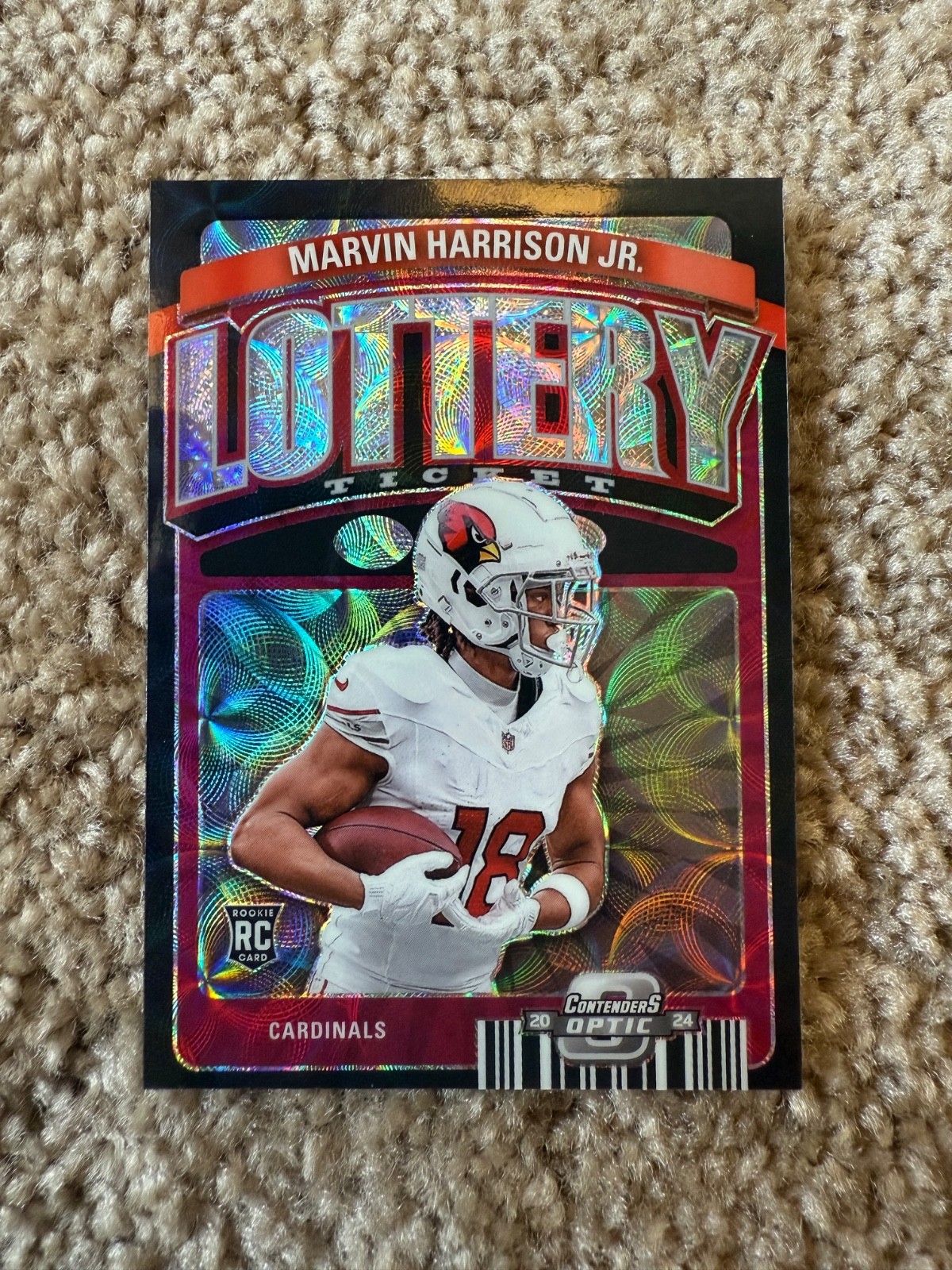 2024 Contenders Optic Marvin Harrison Jr (RC) Black Lottery Ticket Scope /25