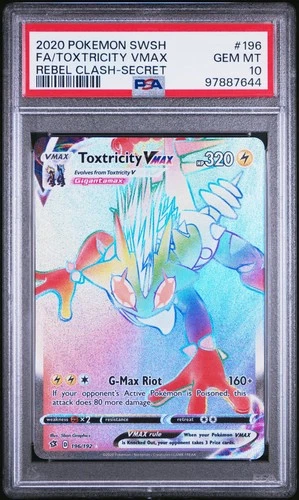 Pokémon Sword & Shield Rebel Clash #196 Toxtricity VMAX – FA Secret PSA 10 GM