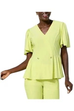 Antthony Women's Flutter Sleeve Peplum Top Pear