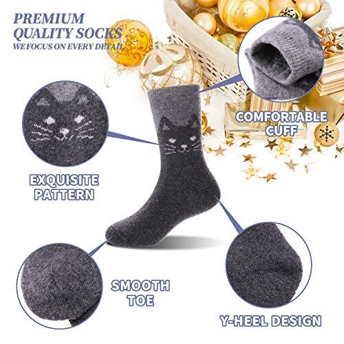 6 Pairs Childrens Hiking Winter Warm Wool Socks Kids 8-12 Years 6 Pairs Cat a - Picture 6 of 7