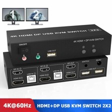 HDMI Displayport HDMI KVM Switch Dual Monitor DP USB KVM Switch Box 2X2 4K 60Hz