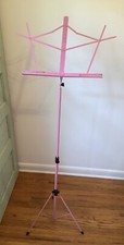Music Stand, 2 in 1 Dual-Use Folding Sheet Music Stand  Desktop Book Stand Pink