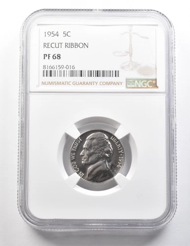 1954 Jefferson Nickel Recut Ribbon PF68 NGC *9487