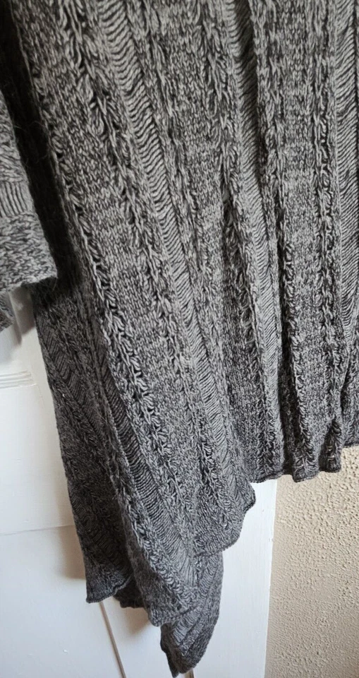 Lenço novo com etiquetas halogênio envoltório cinza retangular 75x37" algodão mistura de cabelo de coelho - Imagem 3 de 4