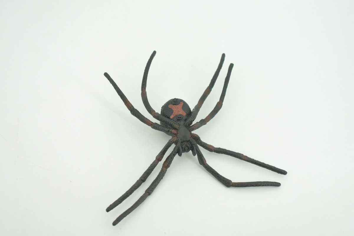 Black Widow Spider Toy Hand Painted, Hard Rubber, Realistic, Model