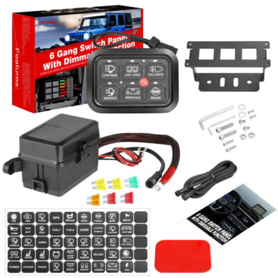 6Gang Schalter Panel Circuit Control Box LED Light Bar Marine Boot Truck Offroad