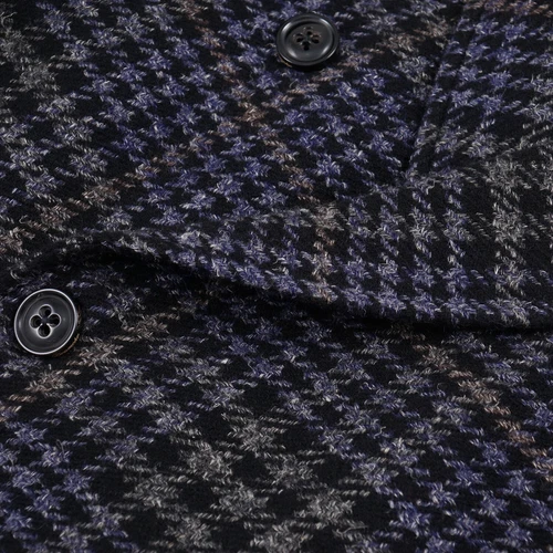 Drumohr Gray-Blue Layered Plaid Wool Overcoat 40R (Eu 50) Outer Coat NWT image 3