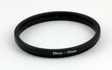 Step-Down Ring - 58mm to 55mm - For Filters Lens Hoods & More - 58-55mm