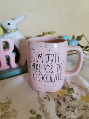 Rae Dunn 2022 Easter Speckled Collection Mug I'm Just Here for Chocolate   