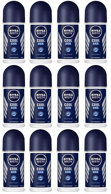 (Pack of 12) Nivea Cool Kick Anti-Perspirant Deodorant Roll On Men 12x 50ml