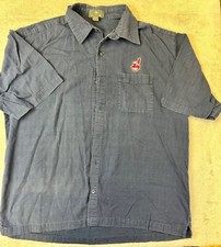 Vintage Antigua Rare Cleveland Indians Chief Wahoo Short Sleeve button Large