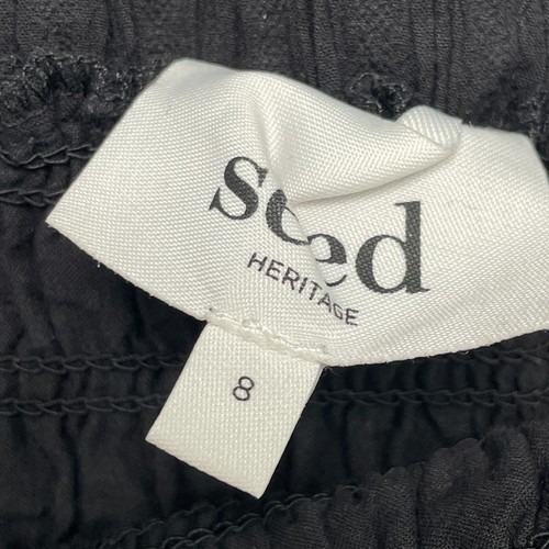 Seed Heritage Mini Skirt Womens 8 Black Smocked Tiered Ruffle Hem Stretch Lined - Picture 6 of 10