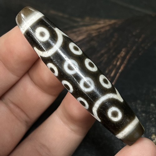 Tibetan Buddhism Old Agate Dzi 21 Eyes Bead Amulet Pendant Necklace 56mm Z0324 - Picture 2 of 9