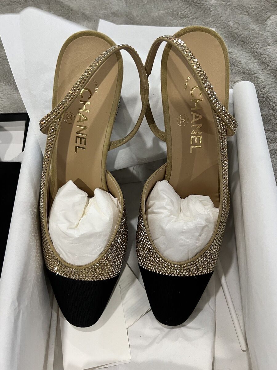 Brand New Chanel 23E Crystal Slingback Shoes | eBay Brand New Chanel 23E Crystal Slingback Shoes | eBay